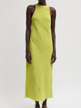 NWOT Tibi The Crinkle Slip Midi Bias Dress - Pea Pod